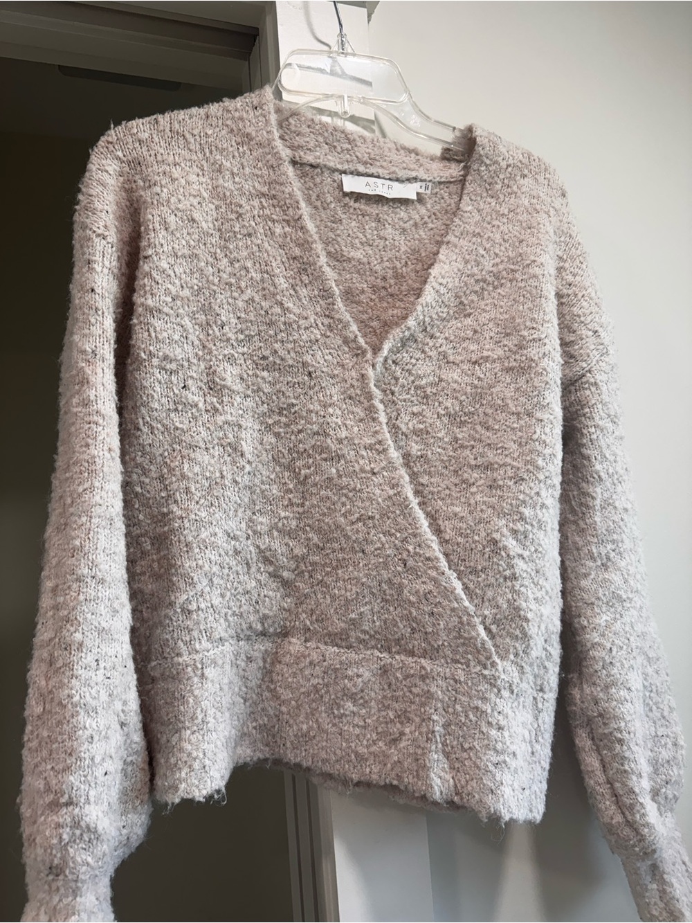 Astr Soft Taupe V-Neck Wrap Sweater